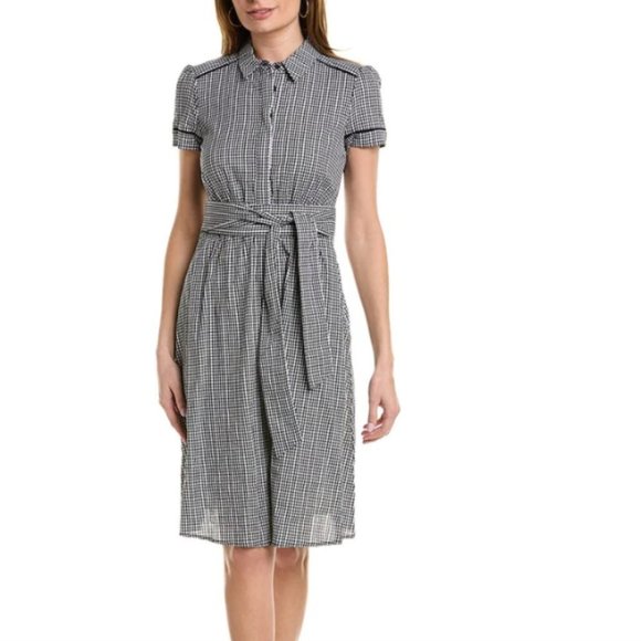 COURT & ROWE Gingham‎ Midi Dress Short Sleeves Black and White Picnic Check - Picture 1 of 14